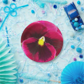  Paarse Pansy Floral Papieren Bordje (Feest)