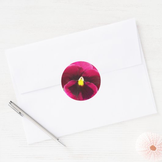  Paarse Pansy Floral Ronde Sticker (Envelop)