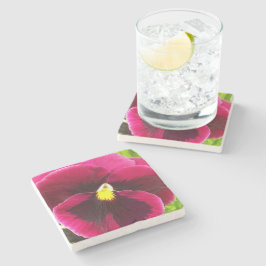 Paarse Pansy Floral Stenen Onderzetter