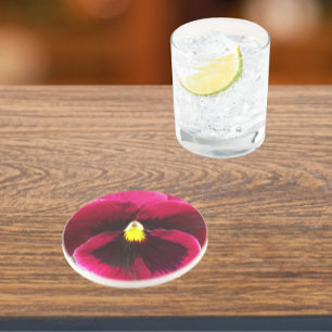  Paarse Pansy Floral Zandsteen Onderzetter