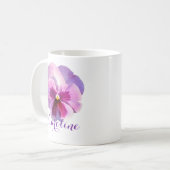 Paarse Pansy Flower Aangepaste naam Koffiemok (Voorkant links)