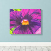 Paarse Pansy Flower Closeup Tekening Originele Kun Canvas Afdruk (Insitu (Houten vloer))