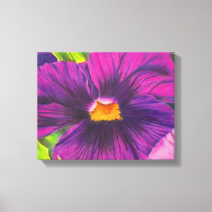 Paarse Pansy Flower Closeup Tekening Originele Kun Canvas Afdruk