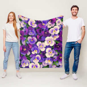 Paarse Pansy Flower Fleece Deken