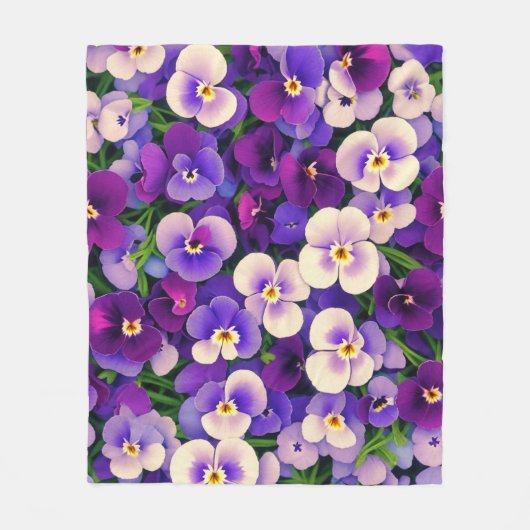 Paarse Pansy Flower Fleece Deken (Voorkant)