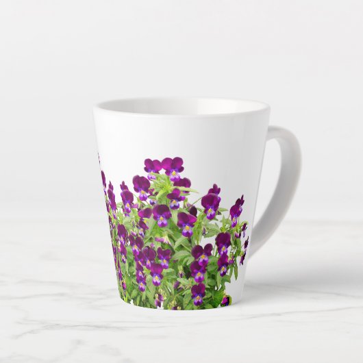 Paarse Pansy Flower Latte Mok (Rechterhoek)