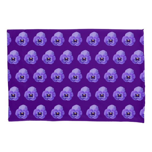 Paarse Pansy Flower naaamless Pattern op Kussensloop (Voorkant)