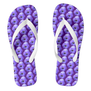 Paarse Pansy Flower Naadloze Patroon op Teenslippe Teenslippers