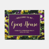Paarse Pansy Flower Real Estate Open House Doormat Deurmat (Voorkant)