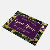 Paarse Pansy Flower Real Estate Open House Doormat Deurmat (Schuin)