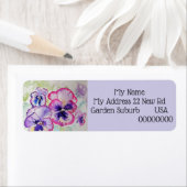 Paarse Pansy Flower Return-adreslabels Etiket (Insitu)