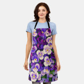 Paarse Pansy Flower Schort (Gedragen)