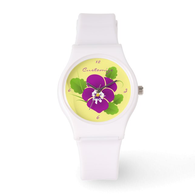 Paarse Pansy Flower Thunder_Cove Horloge (Voorkant)