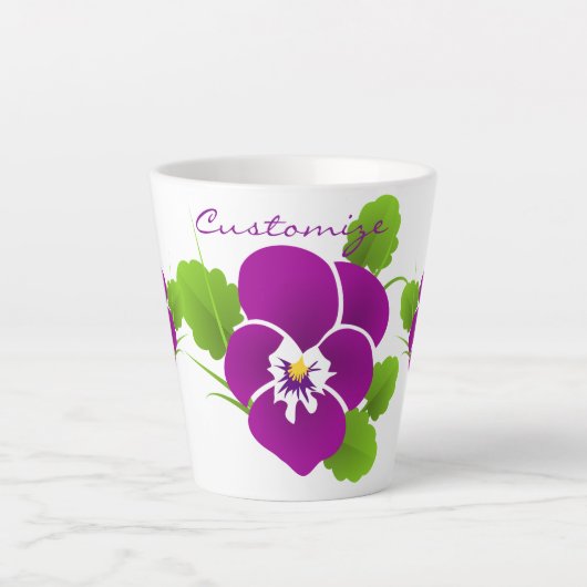 Paarse Pansy Flower Thunder_Cove Latte Mok (Voorkant)