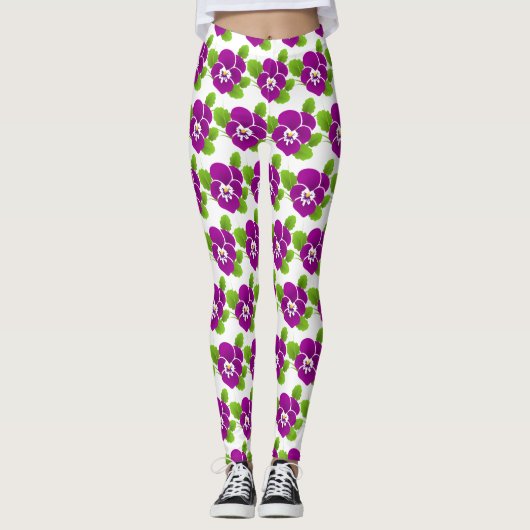 Paarse Pansy Flower Thunder_Cove Leggings (Voorkant)