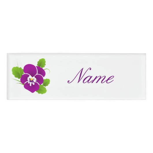 Paarse Pansy Flower Thunder_Cove Naambadge (Voorkant)