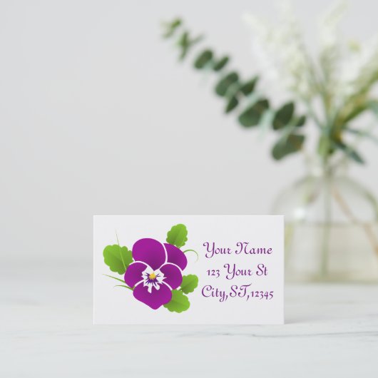 Paarse Pansy Flower Thunder_Cove Visitekaartje (Staand voorkant)