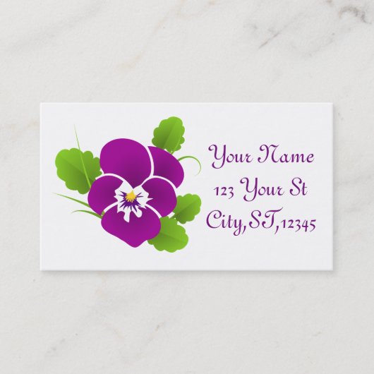 Paarse Pansy Flower Thunder_Cove Visitekaartje (Voorkant)