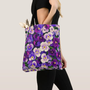 Paarse Pansy Flower Tote Bag