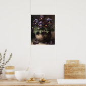Paarse Pansy Flowers Art Print Poster (Keuken)