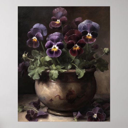Paarse Pansy Flowers Art Print Poster (Voorkant)