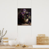 Paarse Pansy Flowers Art Print Poster (Keuken)