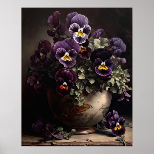 Paarse Pansy Flowers Art Print Poster (Voorkant)