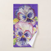 Paarse Pansy Flowers Floral Bath Towel Set Bad Handdoek (Handdoek)