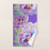 Paarse Pansy Flowers Floral Bath Towel Set Bad Handdoek (Handdoek)