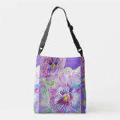 Paarse Pansy Flowers Floral Crossbody tas (Achterkant)