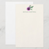 Paarse Pansy Gepersonaliseerde Linnen Stationery Briefpapier (Voorkant / Achterkant)