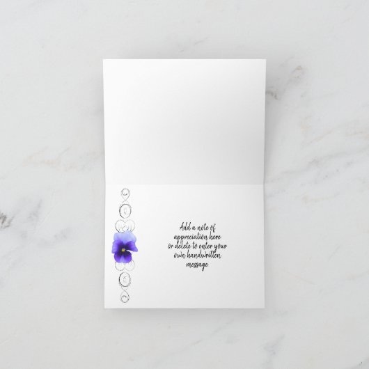 Paarse Pansy - Hartelijk dank Kaart (Binnen)