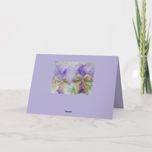 Paarse Pansy Hartelijk dank voor uw Waterverf Kaart (Achterkant)