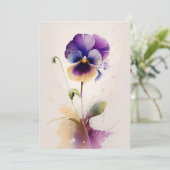 Paarse pansy in de Waterverf Feestdagenkaart (Staand voorkant)