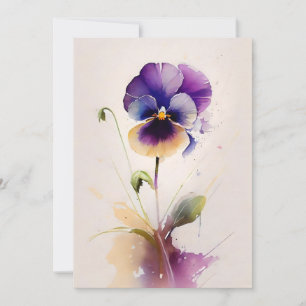 Paarse pansy in de Waterverf Feestdagenkaart