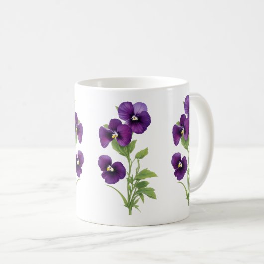 Paarse Pansy Koffiemok (Voorkant rechts)