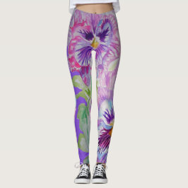 Paarse Pansy Leggings voor grote pansie