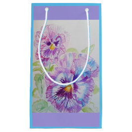 Paarse Pansy lila Waterverf floral Gift Bag Klein Cadeauzakje