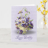 Paarse pansy-mand op de oogdruppel kaart (Gele Bloem)