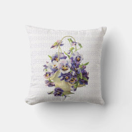 Paarse Pansy mand op Oogje Kant Kussen