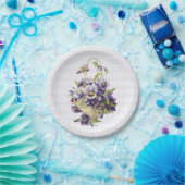 Paarse Pansy mand op Oogje Kant Papieren Bordje (Feest)