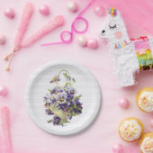 Paarse Pansy mand op Oogje Kant Papieren Bordje (Feest)