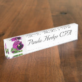 Paarse Pansy Naambordje (Zijkant)