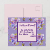Paarse Pansy Nieuw Adres Briefkaart, we gaan verhu Briefkaart (Voorkant / Achterkant)