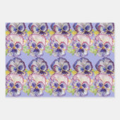 Paarse Pansy Pansies bloem Waterverf Schilderen Inpakpapier Vel (Voorkant 3)