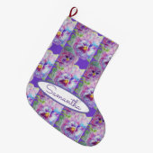 Paarse Pansy Pansies Violet Floral Flowers Art Grote Kerstsok (Voorkant (Hangend))