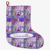 Paarse Pansy Pansies Violet Floral Flowers Art Grote Kerstsok (Voorkant)