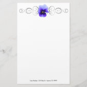 Paarse Pansy Personalized Stationery Briefpapier (Voorkant)