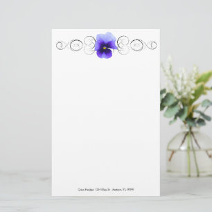Paarse Pansy Personalized Stationery Briefpapier