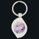 Paarse Pansy Pink Flower Floral Waterverf mam Sleutelhanger<br><div class="desc">Paarse Pansy floral Waterverf Birthday Balloon. Ontworpen uit mijn oorspronkelijke kunstwerk.</div>